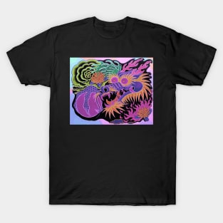 Neon Dragon With 4 Elements Variant 9 T-Shirt